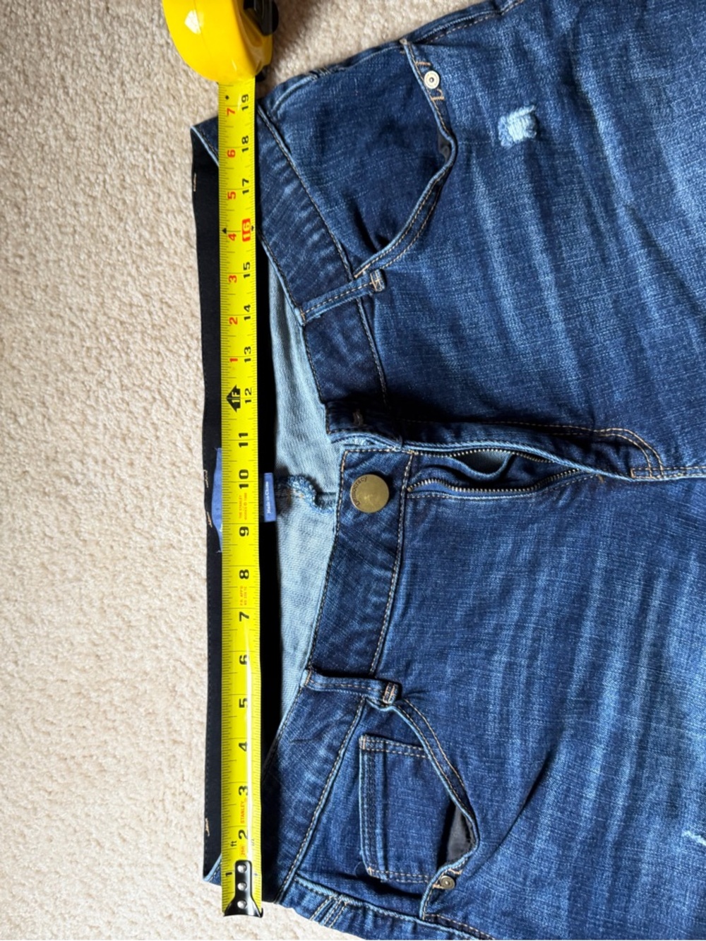 Democracy Indigo Denim Bermuda Shorts with Frayed Hem - Picture 8 of 8